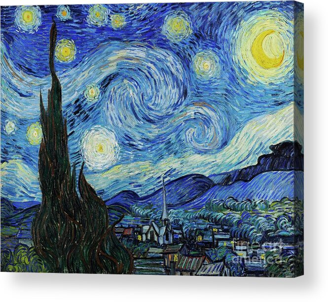 Vincent Acrylic Print featuring the painting The Starry Night by Vincent Van Gogh