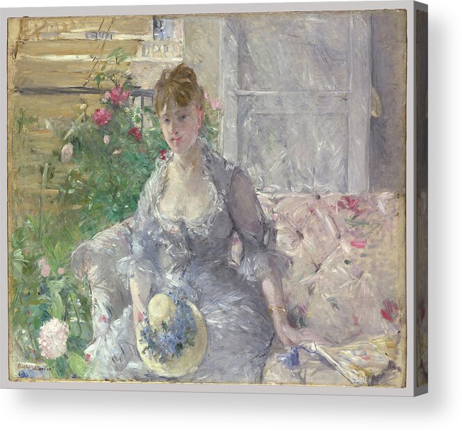 Young Woman Seated On A Sofa Acrylic Print featuring the painting Young Woman Seated on a Sofa #3 by Berthe Morisot