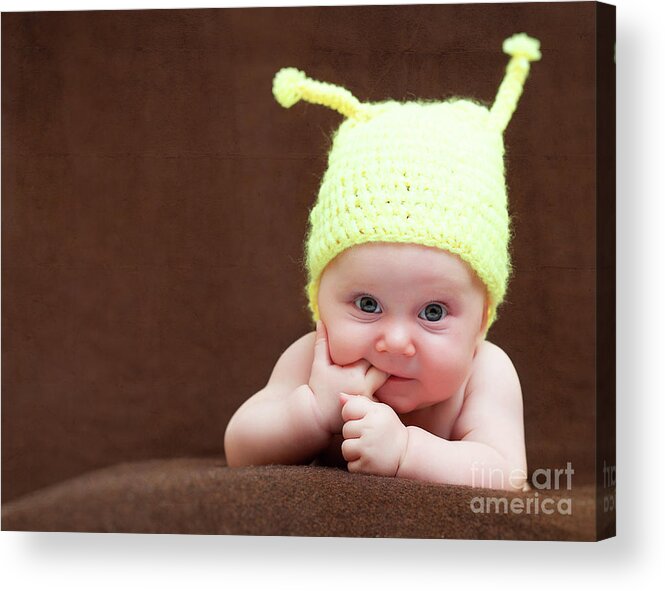 Portrait Acrylic Print featuring the photograph Cute Newborn Portrait #6 by Gualtiero Boffi