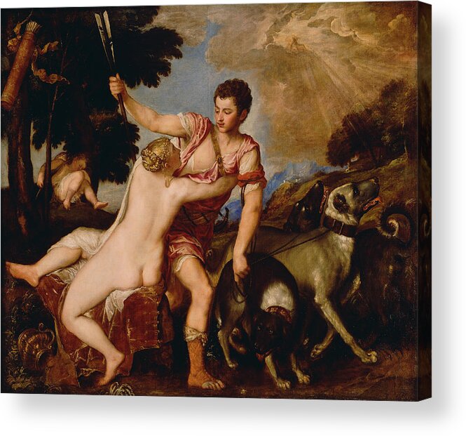 Titian Acrylic Print featuring the painting Venus And Adonis #9 by Titian