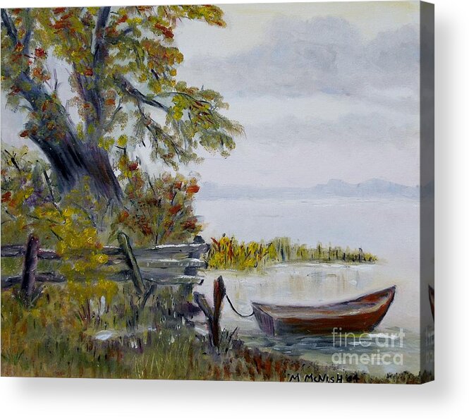 Boat Acrylic Print featuring the painting A boat waiting by Marilyn McNish