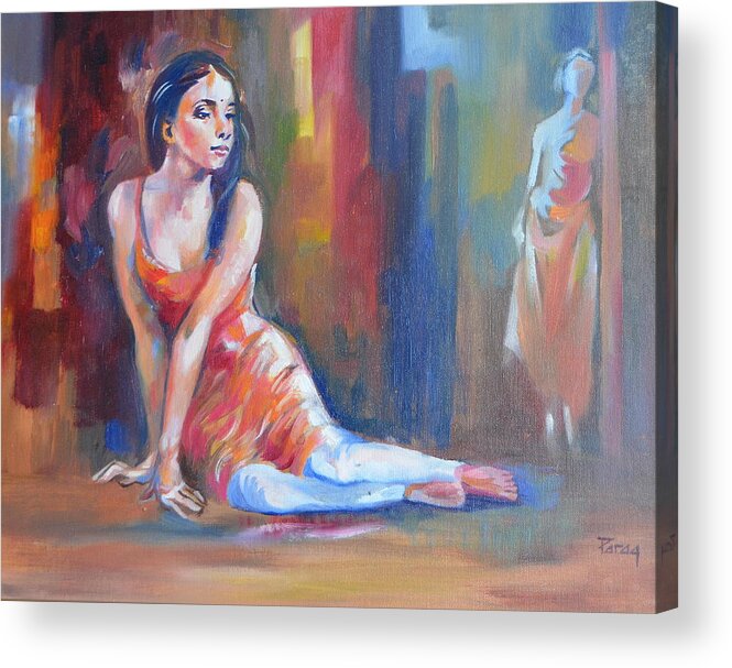  Acrylic Print featuring the drawing A moment to contemplate by Parag Pendharkar