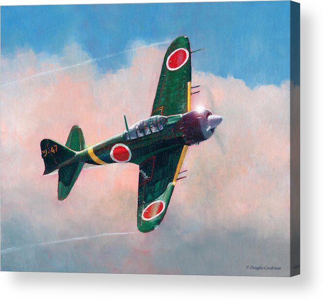 Aviation Acrylic Print featuring the painting A6M-5c Zero by Douglas Castleman