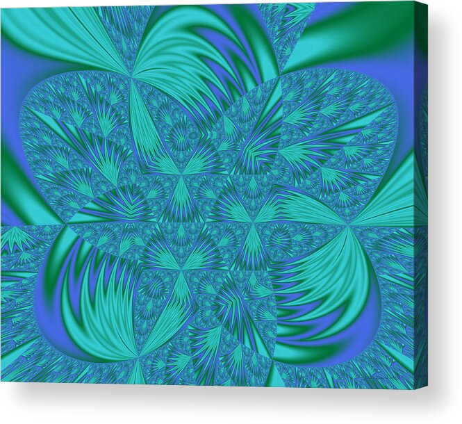Aqua And Blue Abstract Acrylic Print featuring the digital art Abstract 404 by Judi Suni Hall