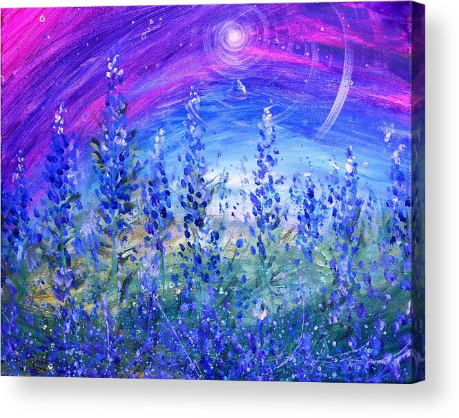 Bluebonnets Acrylic Print featuring the painting Abstract Bluebonnets by J Vincent Scarpace