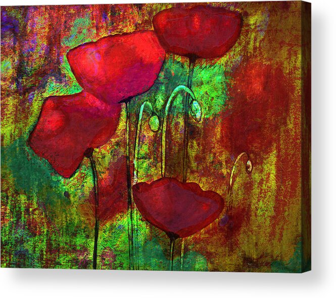 Poppies Acrylic Print featuring the painting Abstract Poppies by Julie Lueders 