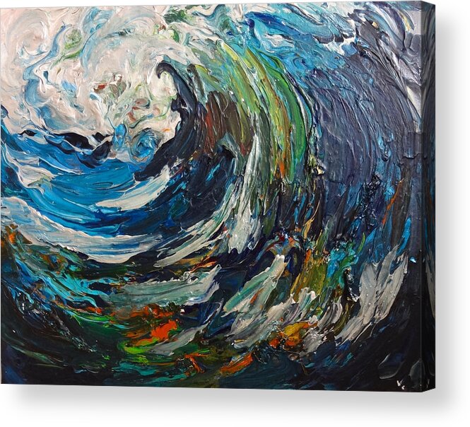 Abstract Acrylic Print featuring the painting Abstract Wild Wave by Michelle Pier