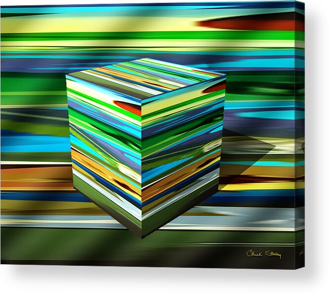 Staley Acrylic Print featuring the digital art Abstraction 7 Cube by Chuck Staley