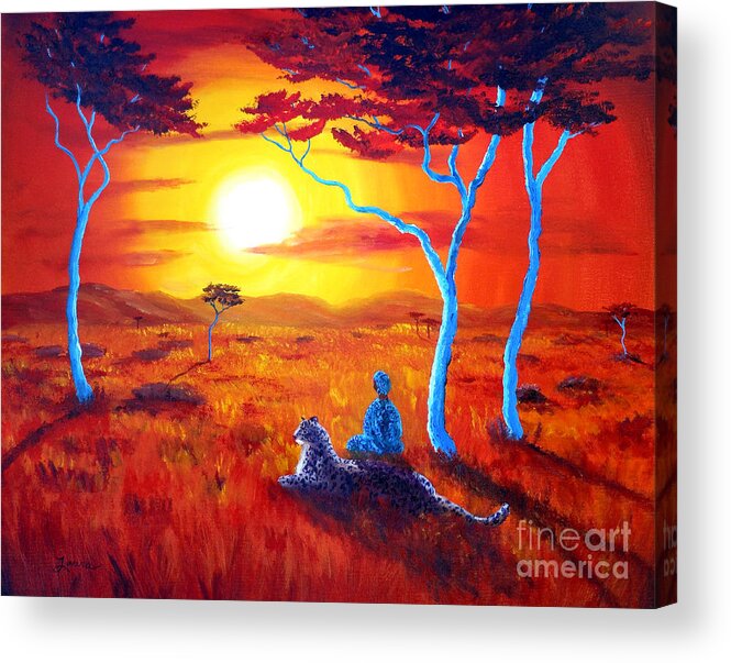 Painting Acrylic Print featuring the painting African Sunset Meditation by Laura Iverson