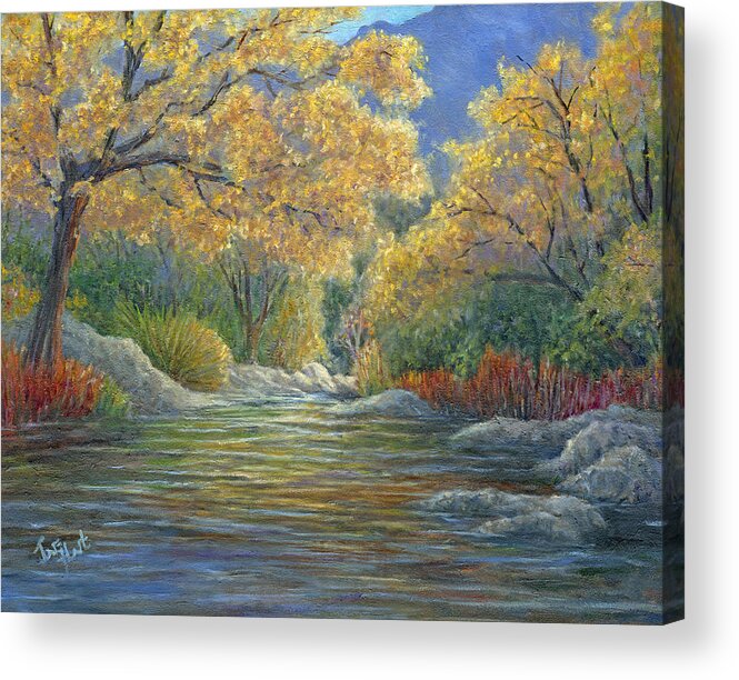 Landscape Acrylic Print featuring the painting After the Rains, Sabino Canyon by June Hunt