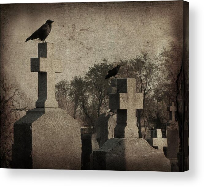 Aged Acrylic Print featuring the photograph Aged Graveyard Scene by Gothicrow Images