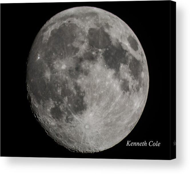 Almost A Full Moon Photograph Acrylic Print featuring the photograph Almost full moon by Kenneth Cole