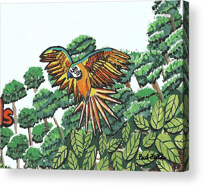 Bird Acrylic Print featuring the painting Amazon Bird by Paul Fields