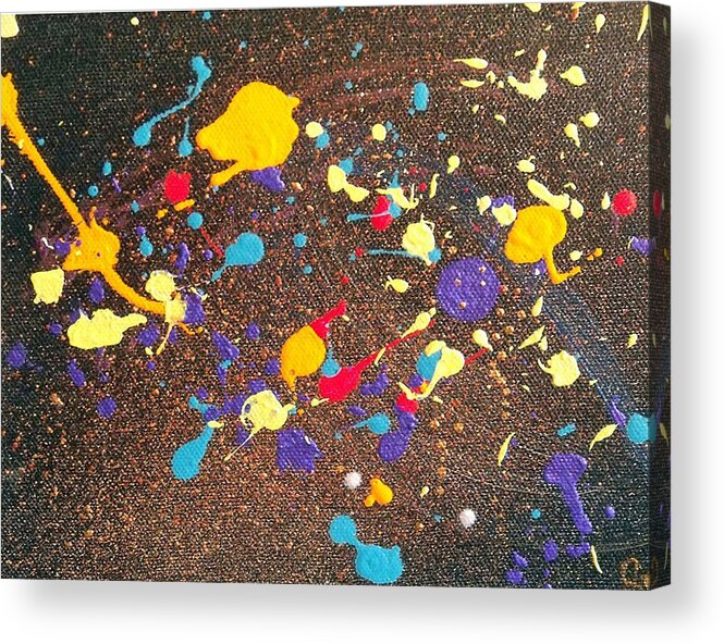 Abstract Image Of The Idea Of A New Thought Emerging! Reflection Of The Many Thoughts And Processes That Go Through Our Mind As We Create And Manifest A New Idea. Colorful And Free Acrylic Print featuring the painting An Idea is Born by Joie Goodkin