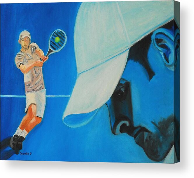 Andy Acrylic Print featuring the painting Andy Roddick by Quwatha Valentine