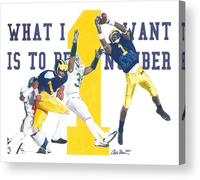 Michigan Wolverines Acrylic Print featuring the drawing Anthony Carter and Braylon Edwards - #1 by Chris Brown