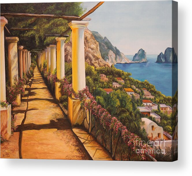 Italy Paintings Acrylic Print featuring the painting Arbor Walk in Capri by Charlotte Blanchard