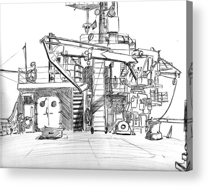 Transportation Acrylic Print featuring the drawing Atlantis II Fantail by Vic Delnore