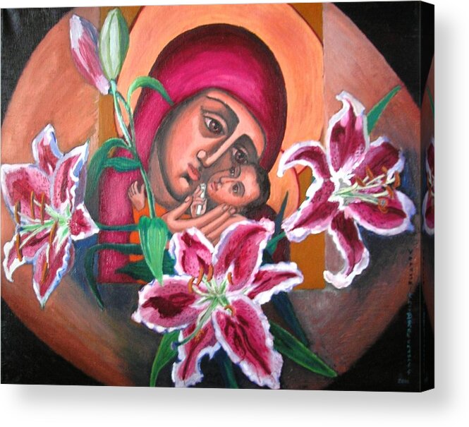 Icon Acrylic Print featuring the painting Aunt Katya's Icon by Vera Smith