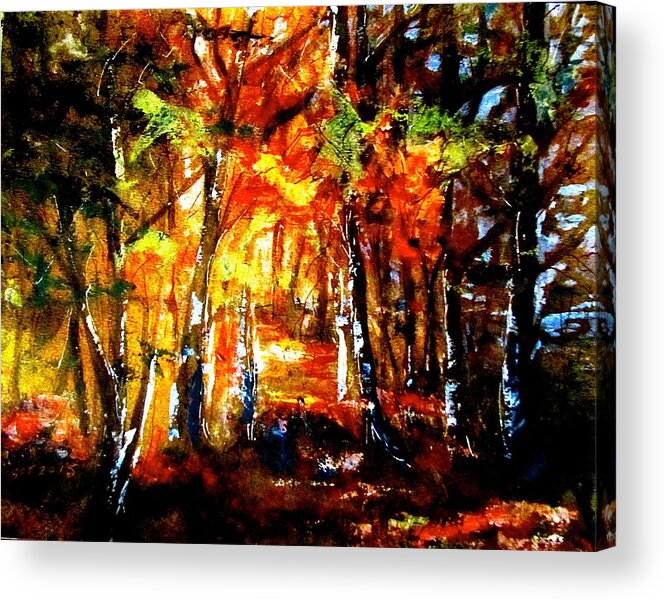 Fall Acrylic Print featuring the painting Autum Wood by Barbara O'Toole