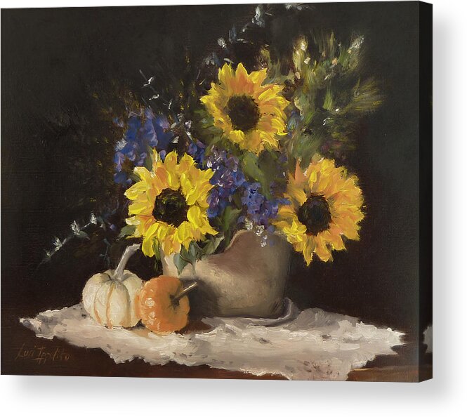 Sunflowers Acrylic Print featuring the painting Autumn Still by Lori Ippolito