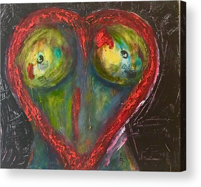 Valentine Acrylic Print featuring the painting Be my V by Maria Iurescia