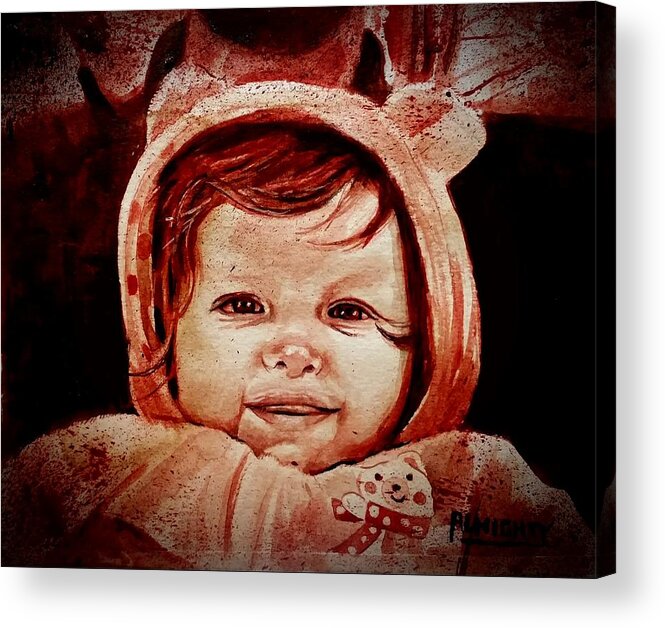 Baby Acrylic Print featuring the painting Baby Painted In Mother's Blood by Ryan Almighty