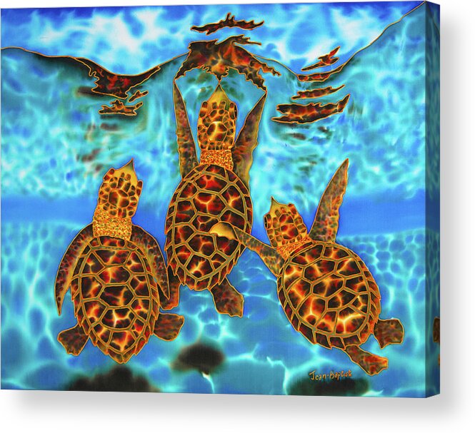 Sea Turtle Acrylic Print featuring the painting Baby Sea Turtles by Daniel Jean-Baptiste