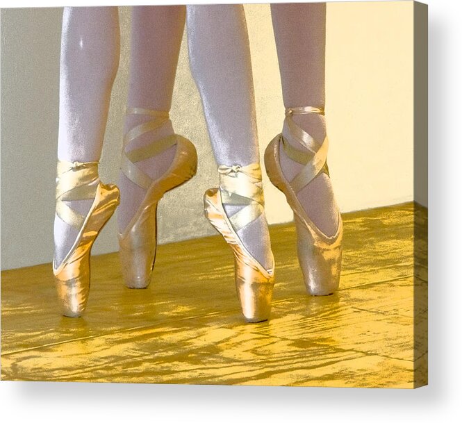 Ballet Acrylic Print featuring the photograph Ballet Second Position in Gold by Ginger Wakem