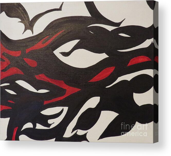 Abstract Acrylic Print featuring the painting Bats and Eyes by Mary Mikawoz