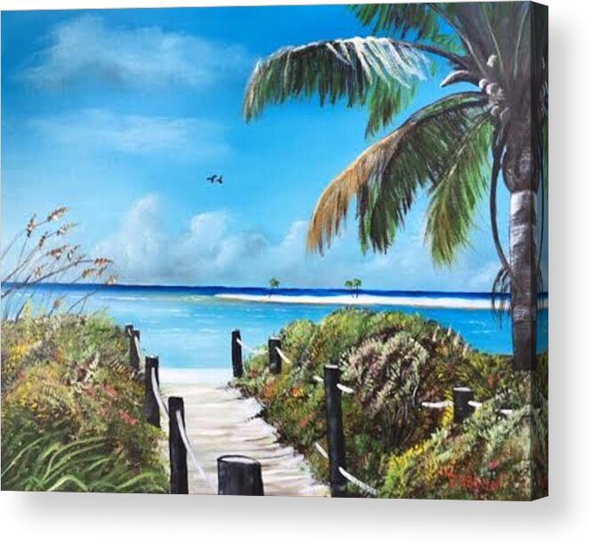 Beach Acrylic Print featuring the painting Beach Time On The Key by Lloyd Dobson
