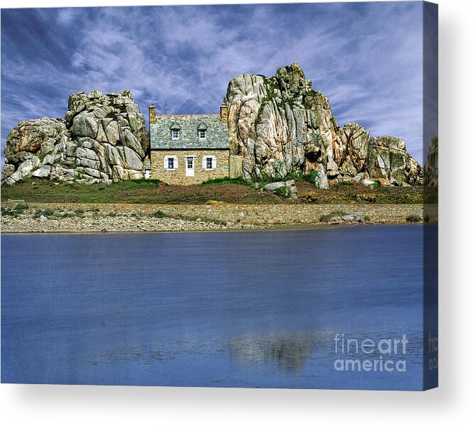 Brittany Acrylic Print featuring the photograph Between a rock and a hard place by Izet Kapetanovic