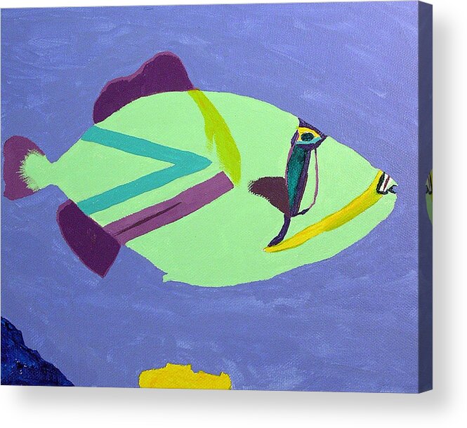 Fish Acrylic Print featuring the painting Big Fish in a Small Pond by Karen Nicholson