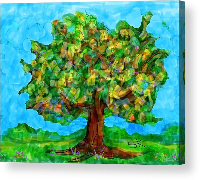 Tree Acrylic Print featuring the digital art Big Oak Tree by Sherry Killam