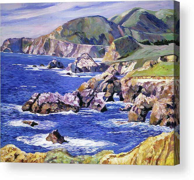 Seascape Acrylic Print featuring the painting Big Sur California Coast by David Lloyd Glover