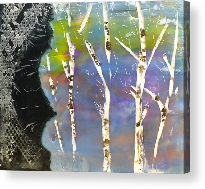 Beeswax Acrylic Print featuring the painting Birches in Wax by Peggy King