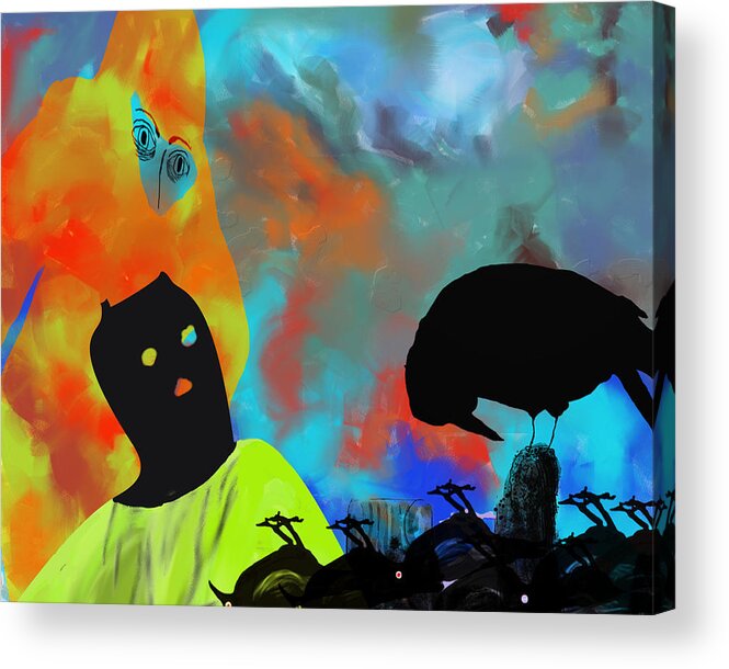 Nature Acrylic Print featuring the painting Bird Flu by Ann Tracy