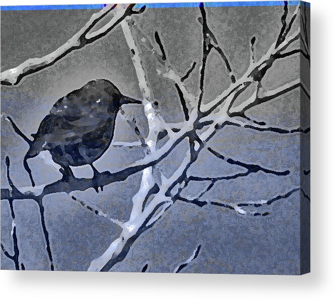Abstract Acrylic Print featuring the photograph Bird in Digital Blue by Lenore Senior