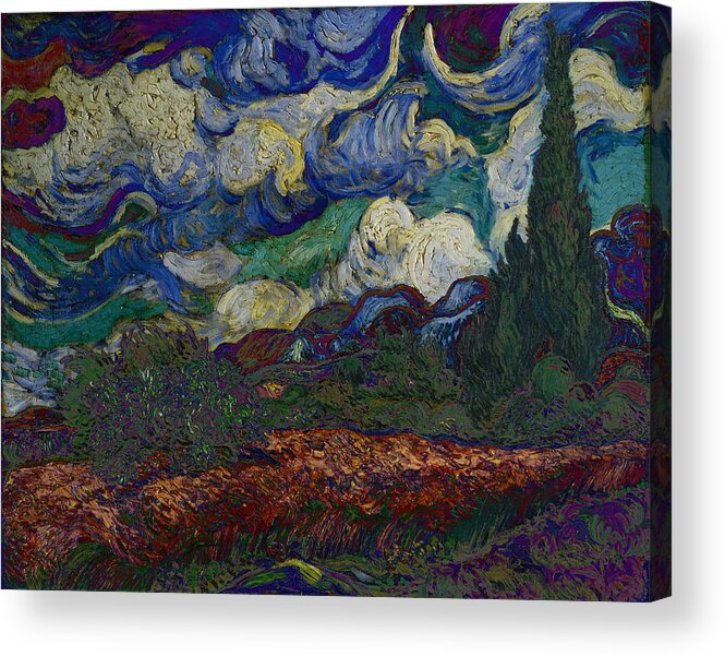Post Modern Acrylic Print featuring the digital art Blend 19 van Gogh by David Bridburg