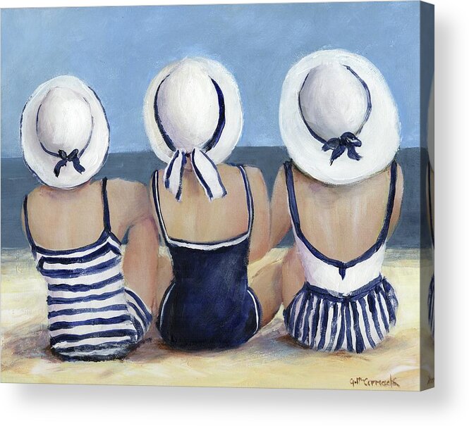 Beach Acrylic Print featuring the painting Blue and White at the Beach by Gail McCormack