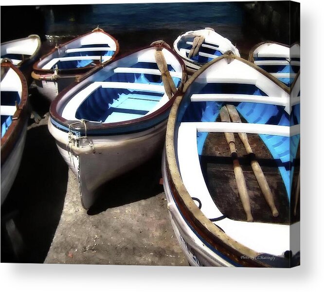 Boats Acrylic Print featuring the photograph Blue Fishing Boats by Coke Mattingly