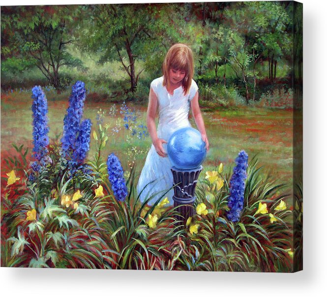 Children Acrylic Print featuring the painting Blue Gaze by Marie Witte