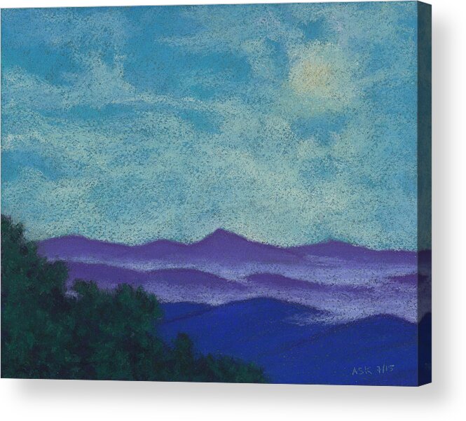 Mountains Acrylic Print featuring the pastel Blue Ridges Mist 1 by Anne Katzeff
