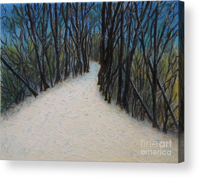  Acrylic Print featuring the painting Blue Snowy Path by Barrie Stark