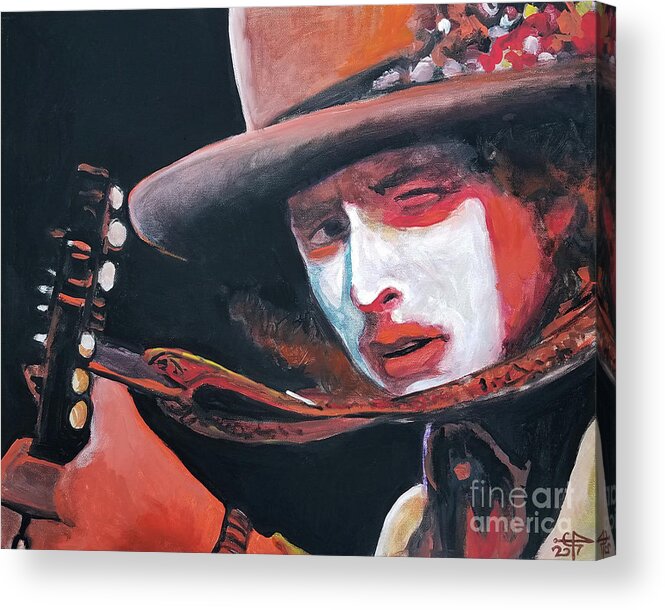 Bob Dylan Acrylic Print featuring the painting Bob Dylan by Tom Carlton