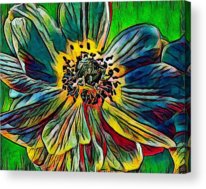 Bold Acrylic Print featuring the mixed media Bold and Bright Anemone by Teresa Wilson