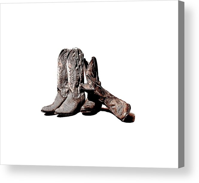 Boots Acrylic Print featuring the photograph Boot Friends White Background by Lesa Fine