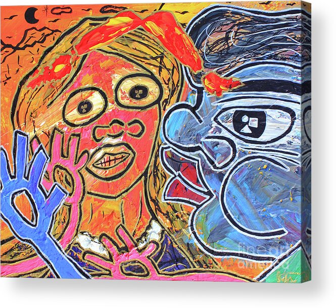 Painting - Acrylic Acrylic Print featuring the painting Boy Meets Girl by Odalo Wasikhongo