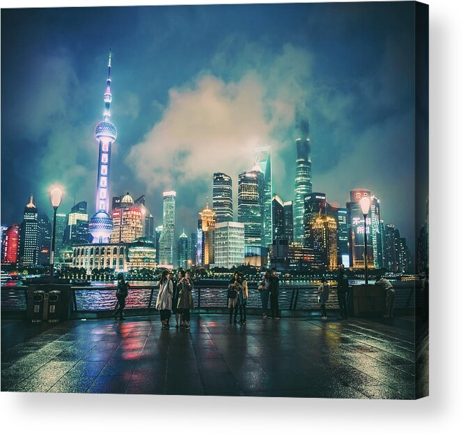 Asia Acrylic Print featuring the photograph Bright Lights of Pudong by Nisah Cheatham