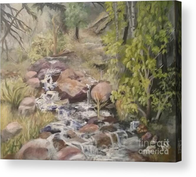 Brook Acrylic Print featuring the painting Brook by Saundra Johnson